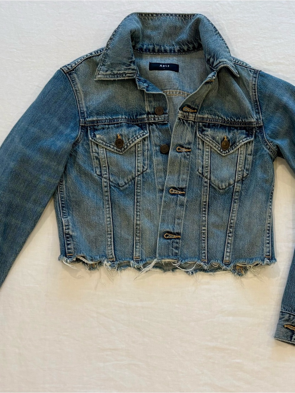 NWOT ABLE Cropped Denim Jacket